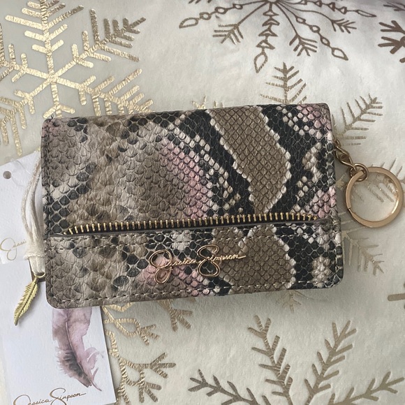 Jessica Simpson Snakeskin (Python) Wallet (Brown, Tan, Pink) & Gray Card Case - Picture 3 of 15